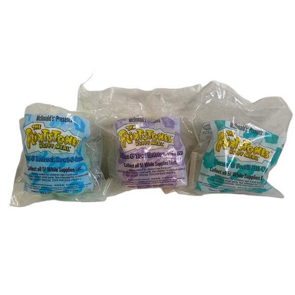 Vintage McDonald's The Flintstones Happy Meal Toys Set of 3 - Picture 1 of 7